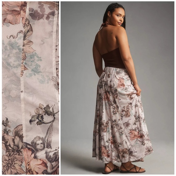 Anthropologie Dresses & Skirts - ANTHROPOLOGIE NWT 2X 3X PILCRO Mesh Seamed Midi Skirt • Neutral • Cherub Angels